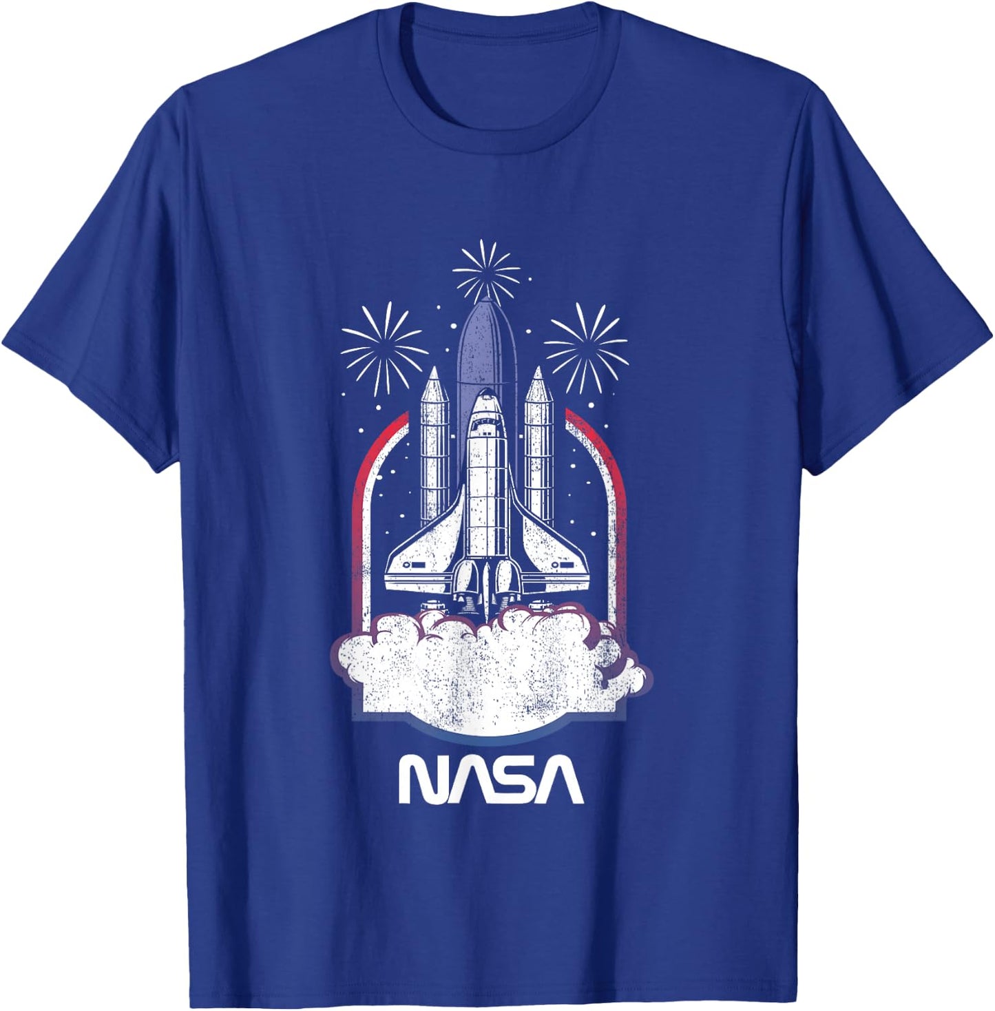 NASA 4th of July Iconic Space Shuttle Launch Distressed Logo T-Shirt - T-Shirt | Royal