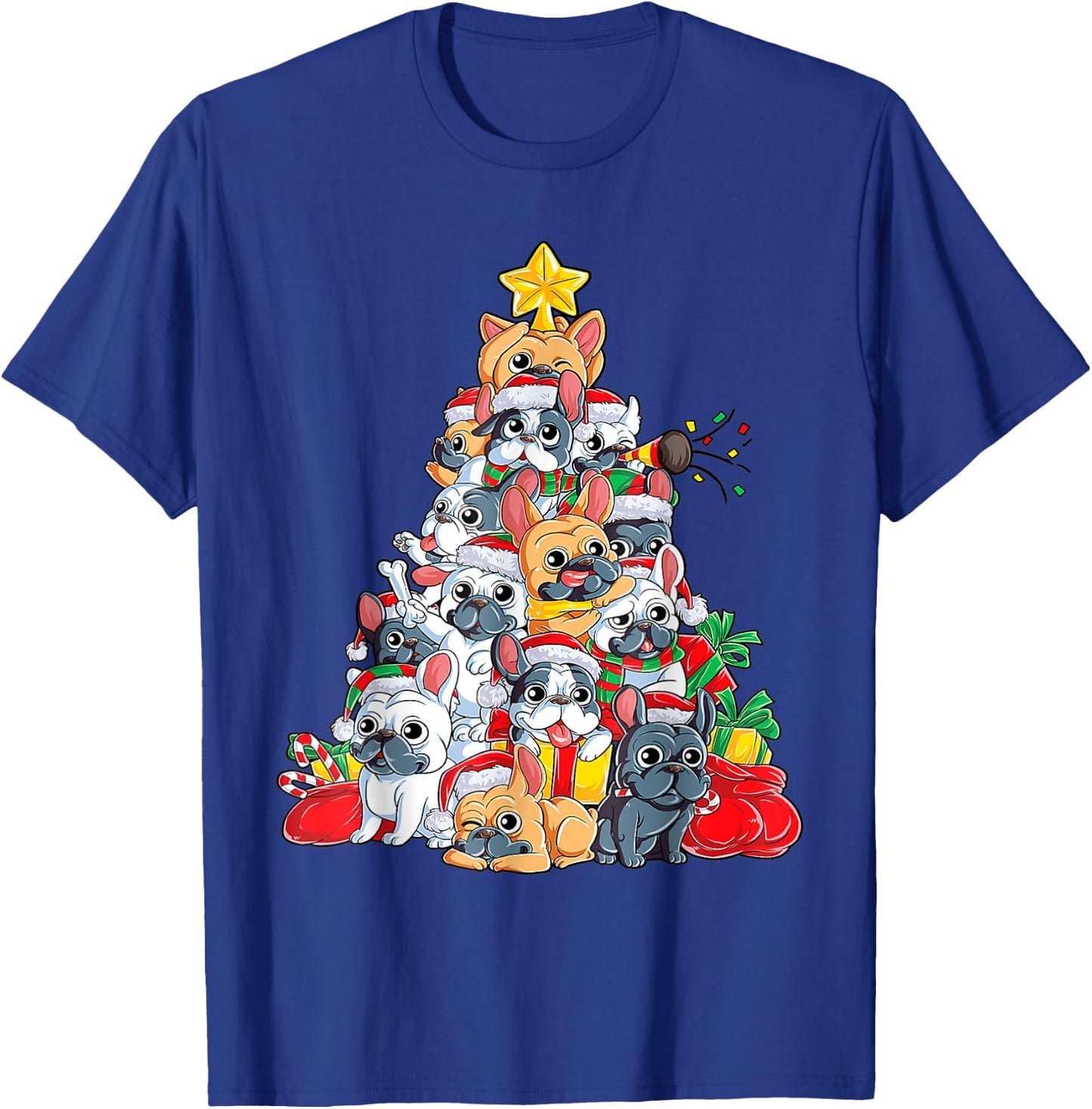 French Bulldog Christmas Tree Dog Santa Hat Xmas Boys Dogmas T-Shirt - T-Shirt | Royal