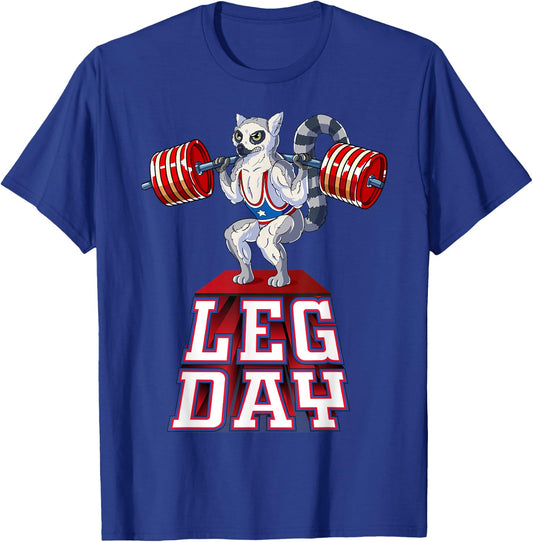 Leg Day lemur Weight Lifting Squat Gym Training T-Shirt - T-Shirt | Royal