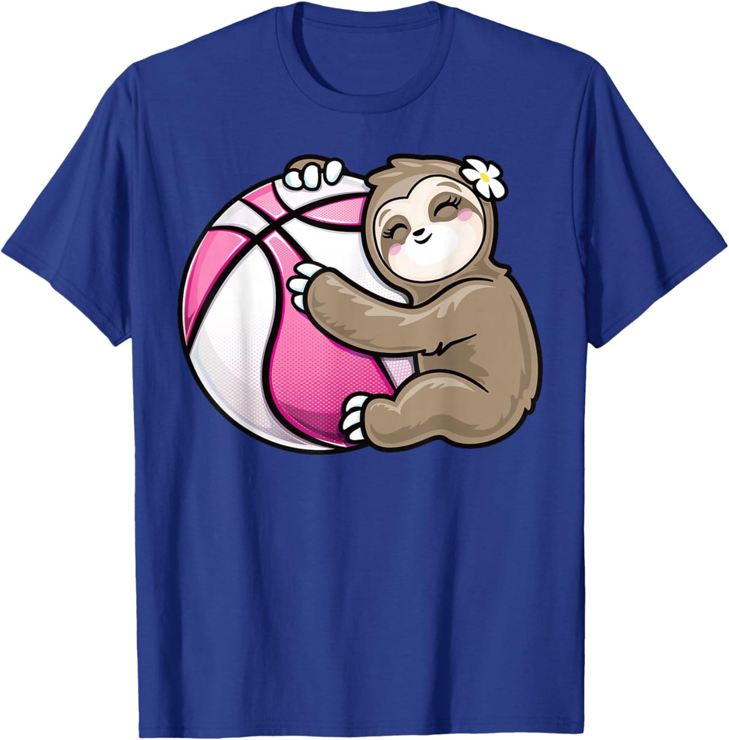 Cute Girls Basketball Sloth Sport Player Fan T-Shirt - T-Shirt | Royal