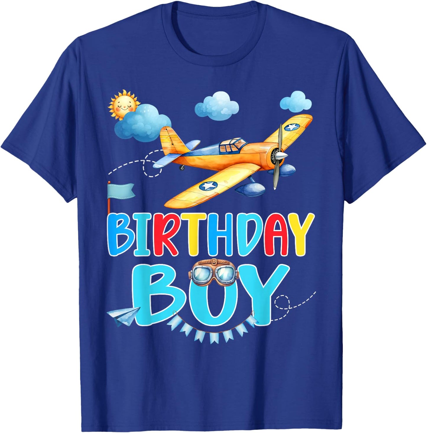 Kids Birthday Boy Flight Crew Squad Airplane Matching Family T-Shirt - T-Shirt | Royal