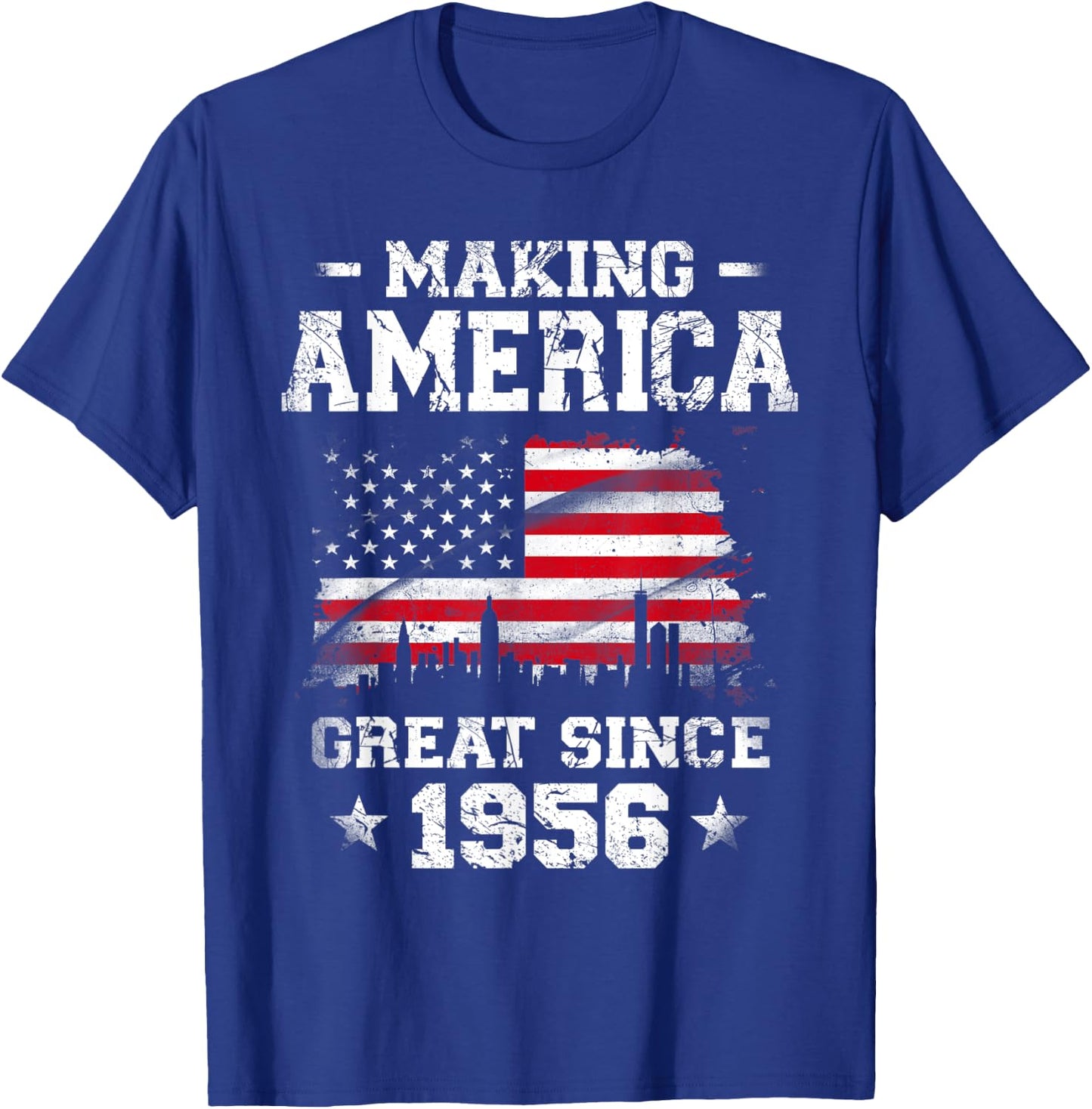 Born In 1956 American Flag Making America Great Since 1956 Women Kids Men T-Shirt - T-Shirt | Royal