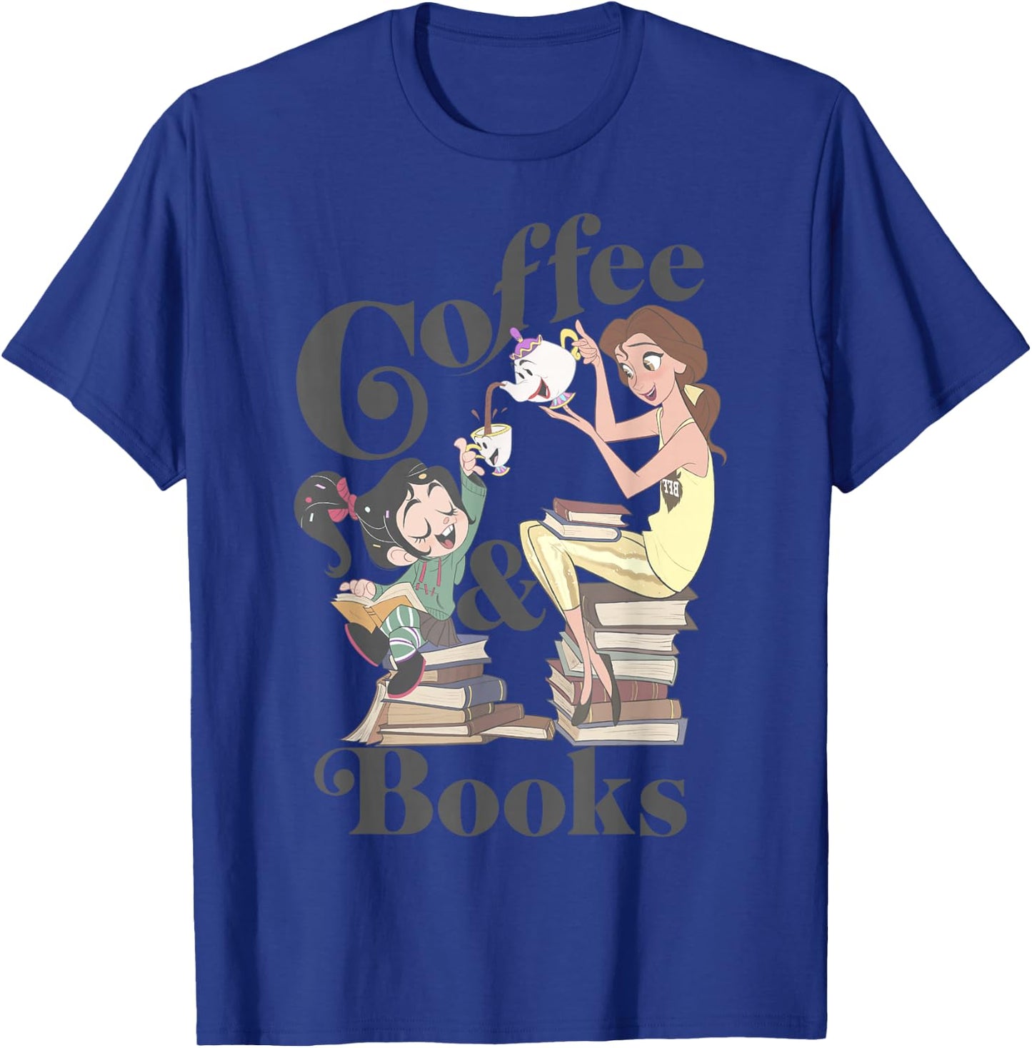 Disney Belle & Vanellope Coffee And Books T-Shirt - T-Shirt | Royal