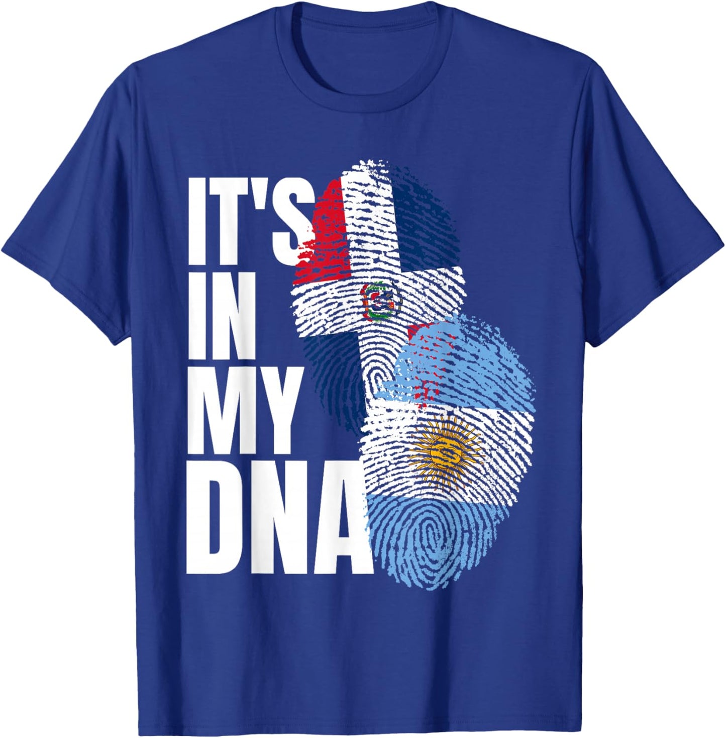 Argentinian And Dominican Mix DNA Flag Heritage T-Shirt - T-Shirt | Royal