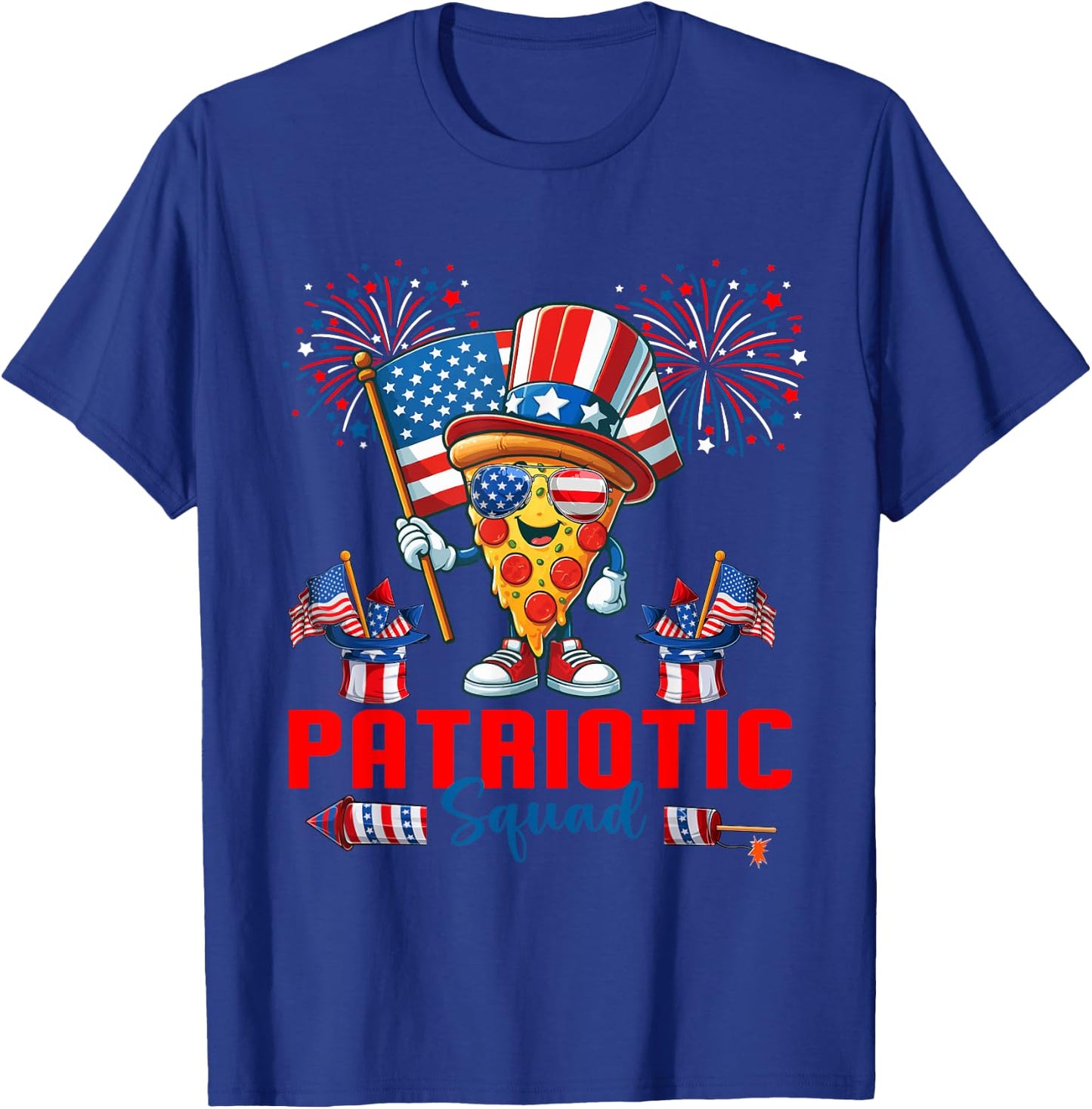 Patriotic Squad Pizza Sunglasses Flag Food Lover Patriotic T-Shirt - T-Shirt | Royal