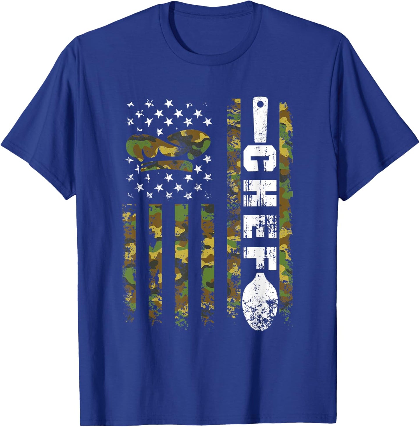 American Flag Camouflage Chef Patriotic 4th Of July T-Shirt - T-Shirt | Royal