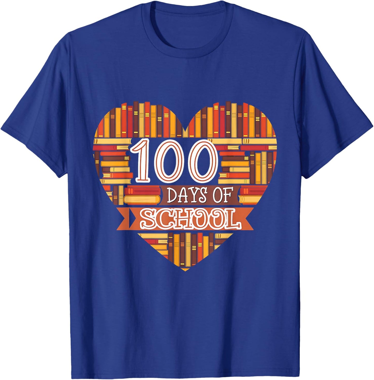100 Days in the Books Reading Teacher 100th Day of School T-Shirt - T-Shirt | Royal