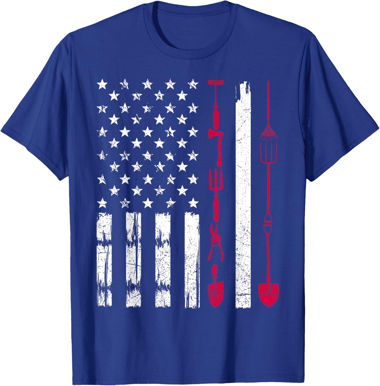 USA Gardening Flag Proud American Gardener Patriotic Retro T-Shirt - T-Shirt | Royal