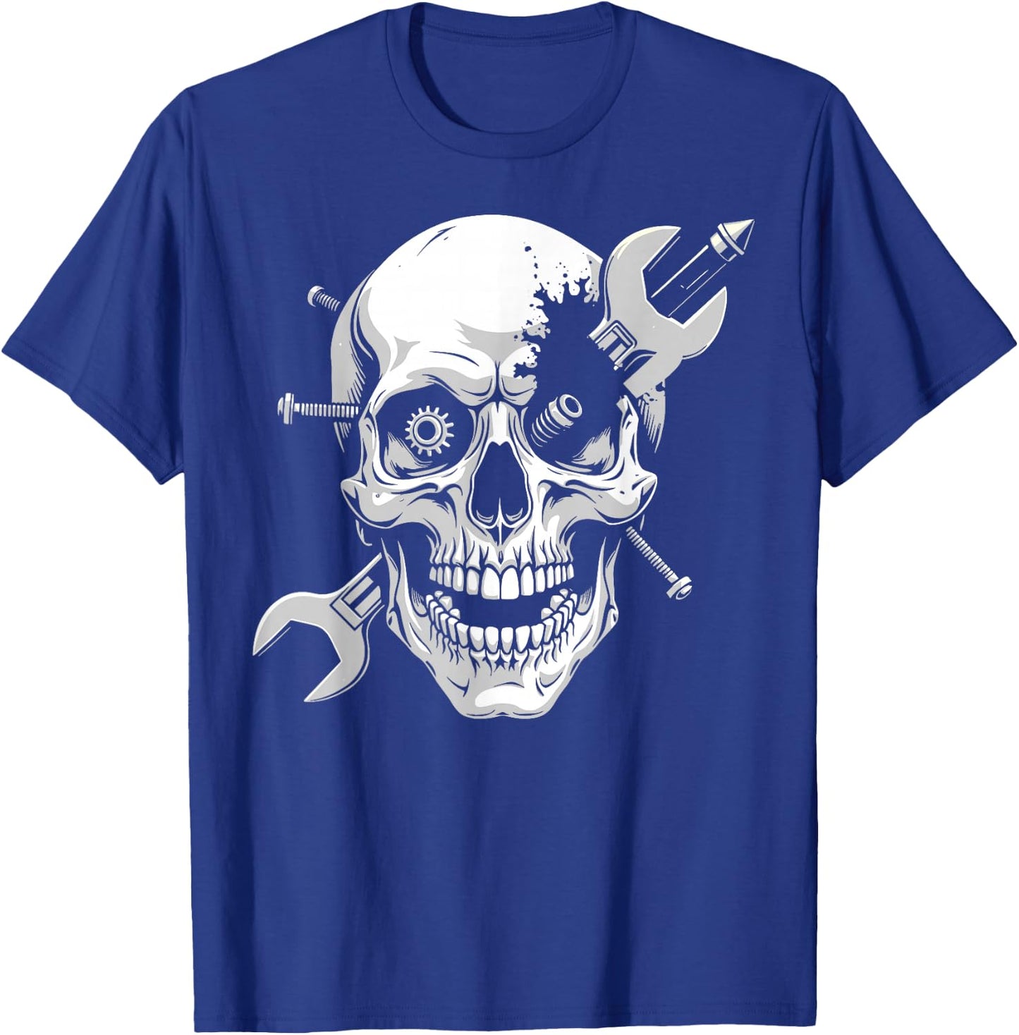 Skull mechanic wrench screw mechanic gifts T-Shirt - T-Shirt | Royal