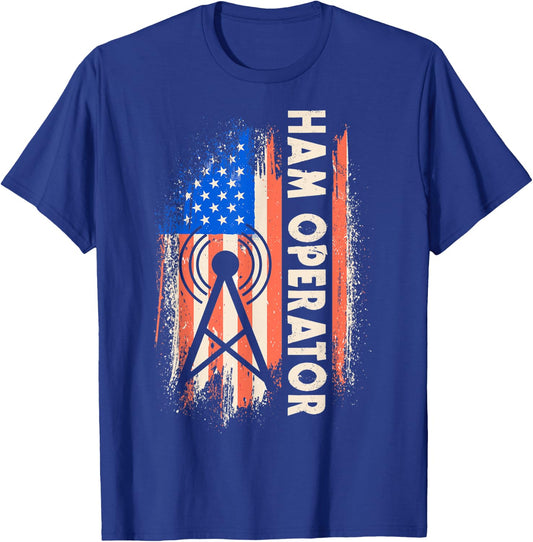 Patriotic USA Flag Ham Radio Amateur Radio Operator Women Men T-Shirt - T-Shirt | Royal
