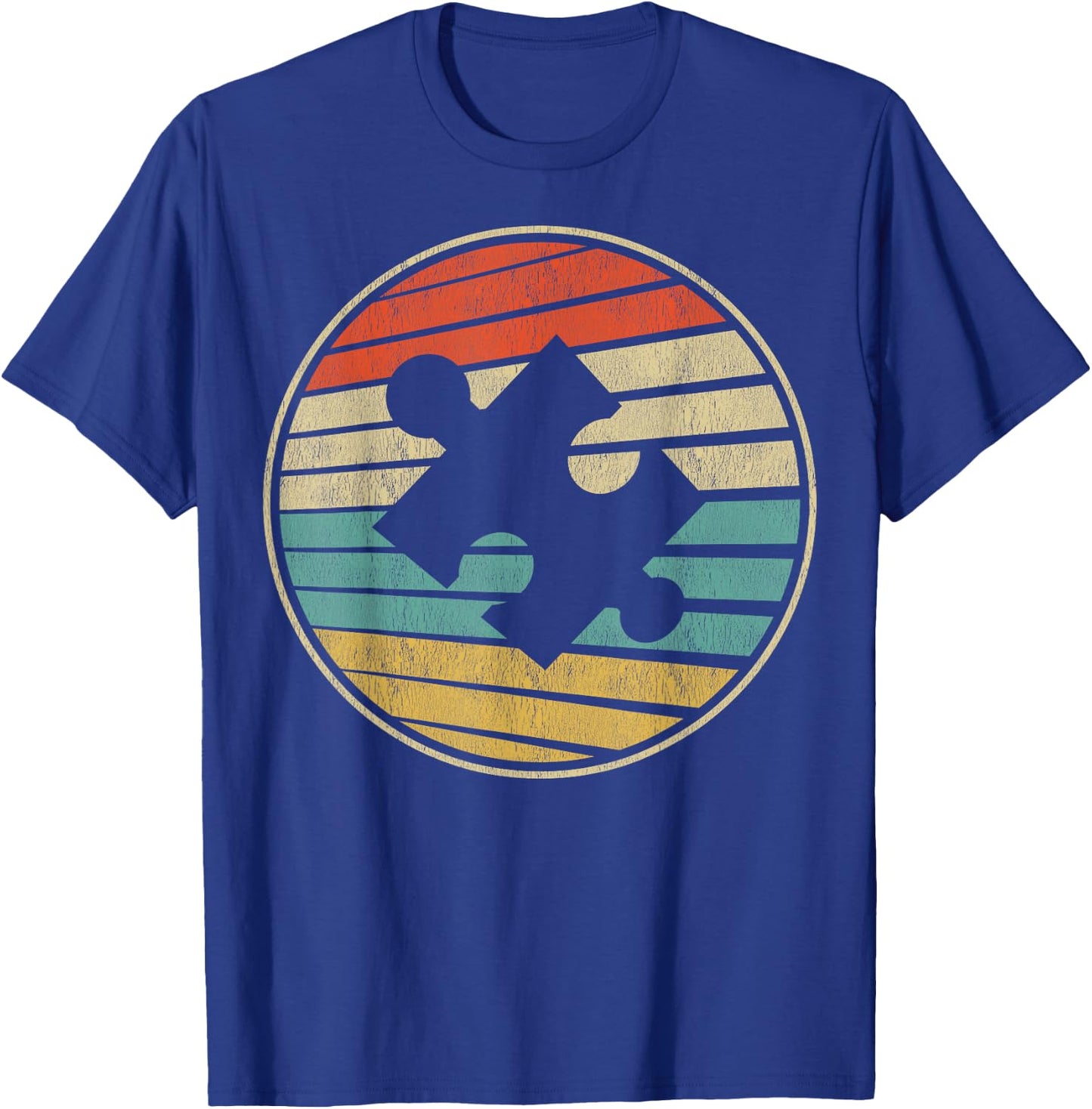 Cute Autism Awareness Vintage 70s 80s Autism Mom Dad Puzzle T-Shirt - T-Shirt | Royal