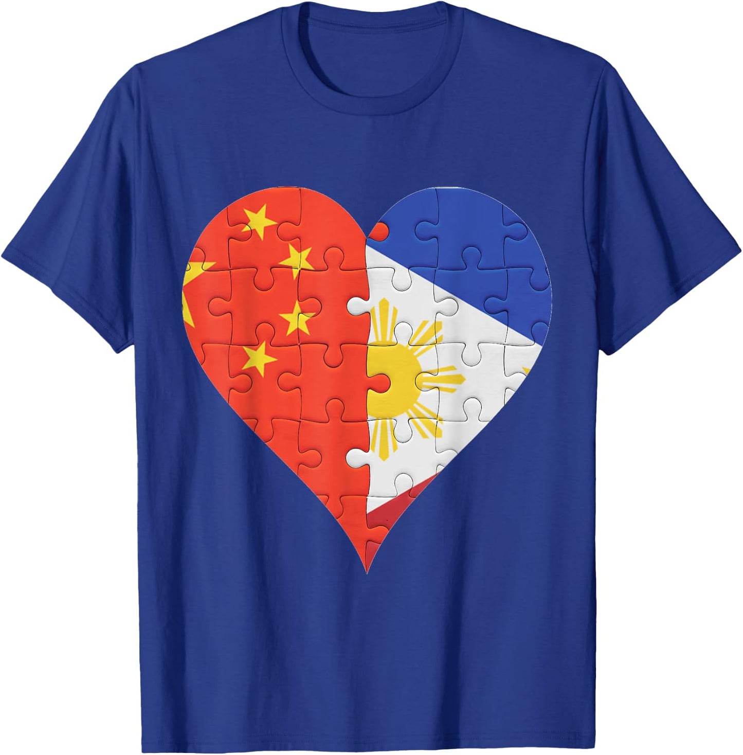 Chinese Filipino Flag Heart T-Shirt - T-Shirt | Royal