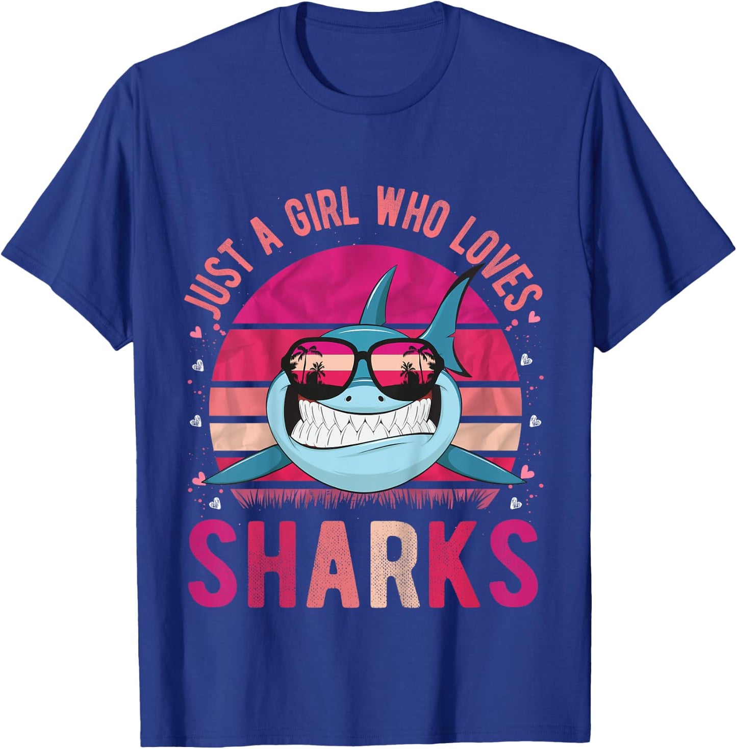 Just a Girl Who Loves Sharks Vintage Retro Gift T-Shirt - T-Shirt | Royal