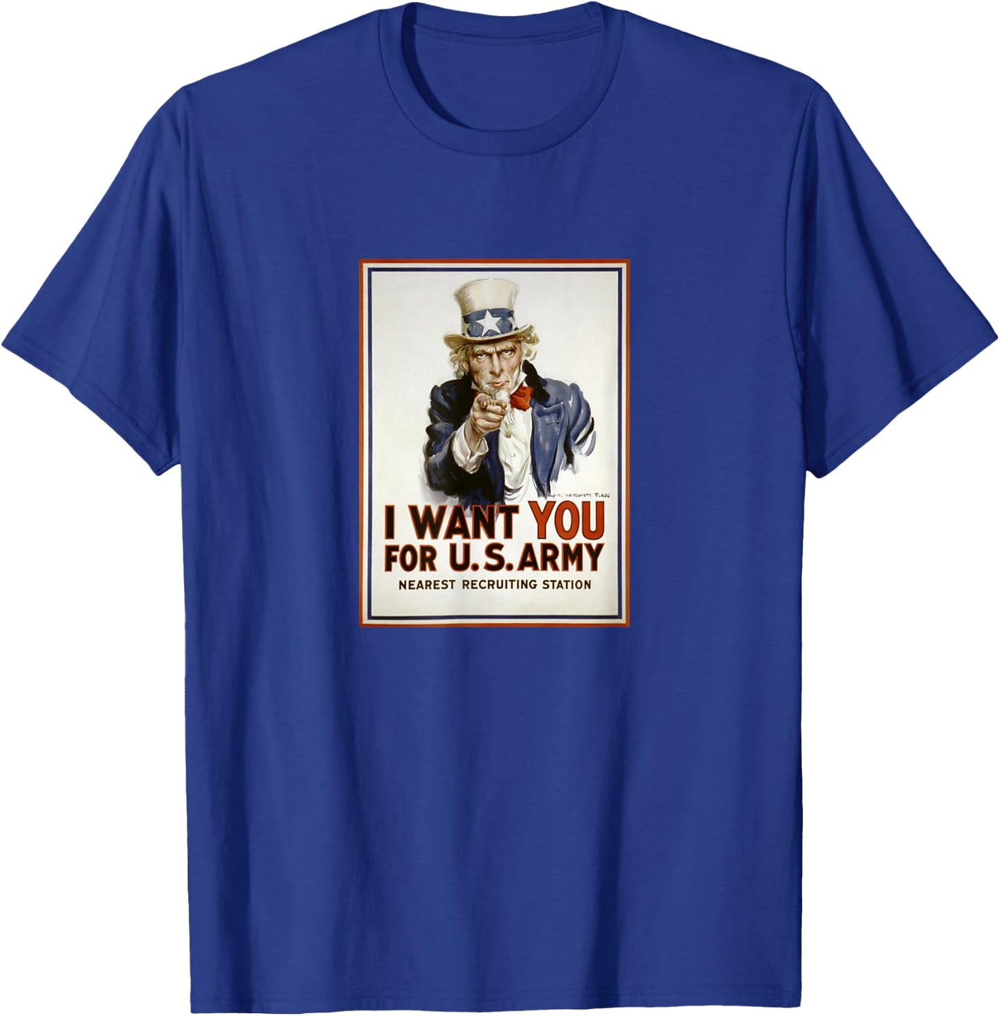 Uncle Sam Vintage I Want You For US Army Patriotic Humor T-Shirt - T-Shirt | Royal