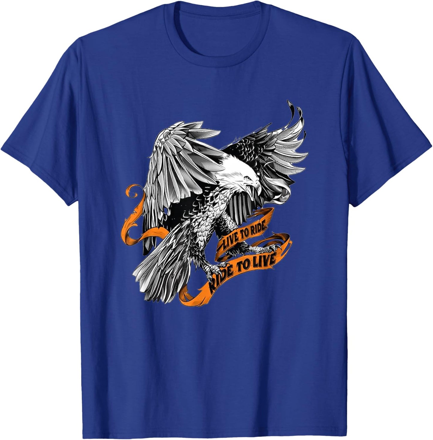 US Eagle, biker, live to ride ride to live T-Shirt - T-Shirt | Royal