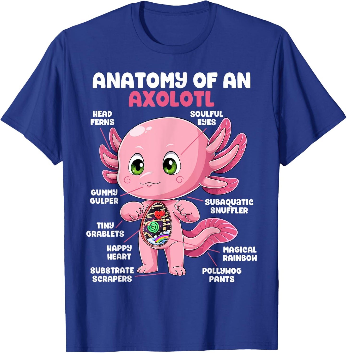 Axolotl Anatomy Shirt Anatomy of an Axolotl Biology Science T-Shirt - T-Shirt | Royal