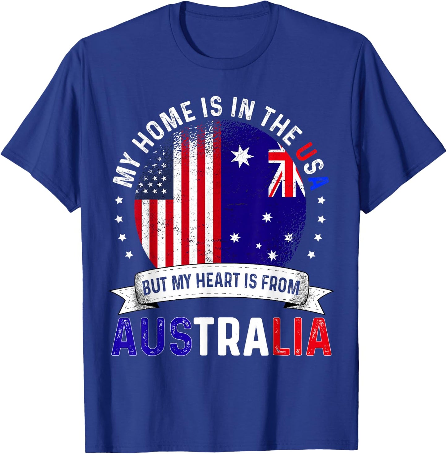 Australian American Patriot Heart is from Australia Flag T-Shirt - T-Shirt | Royal