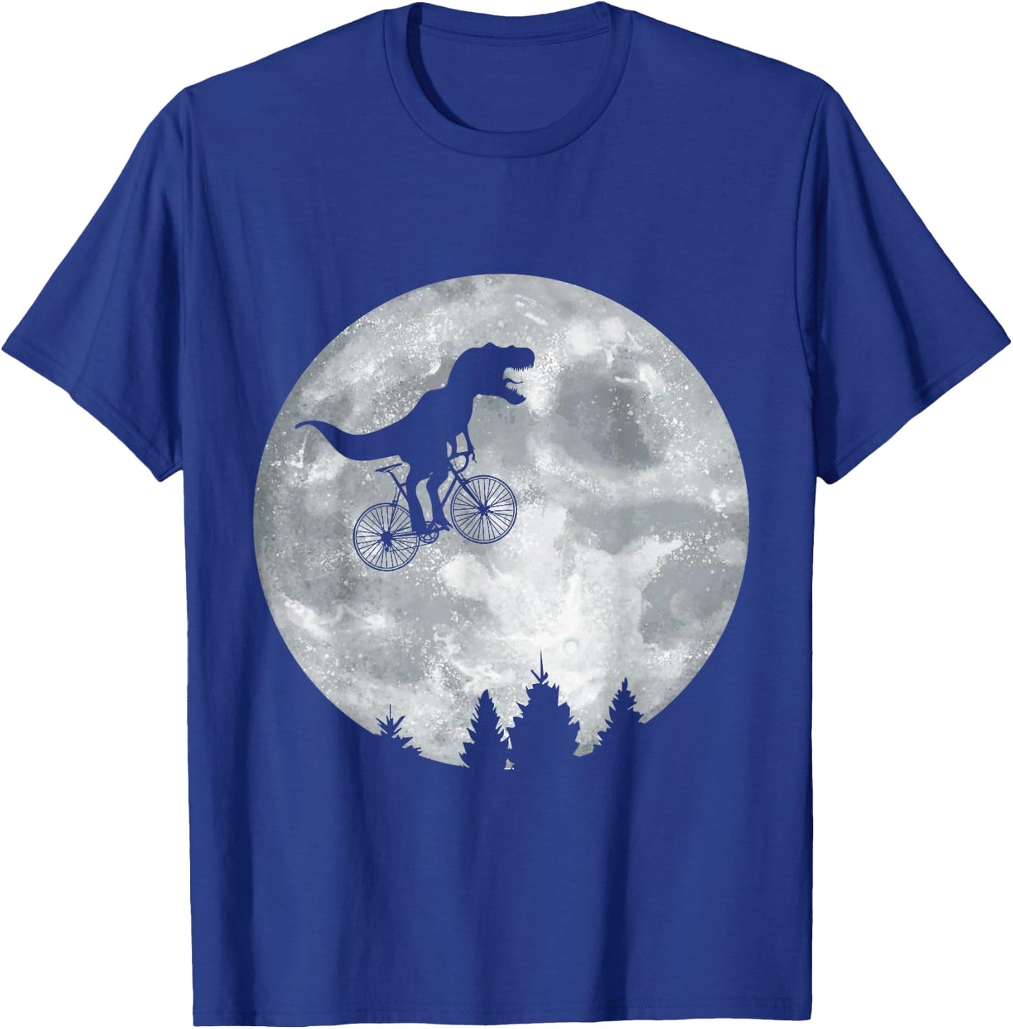 Dino Trex Riding Moon Bike Halloween Lunar Cycling T-Shirt - T-Shirt | Royal