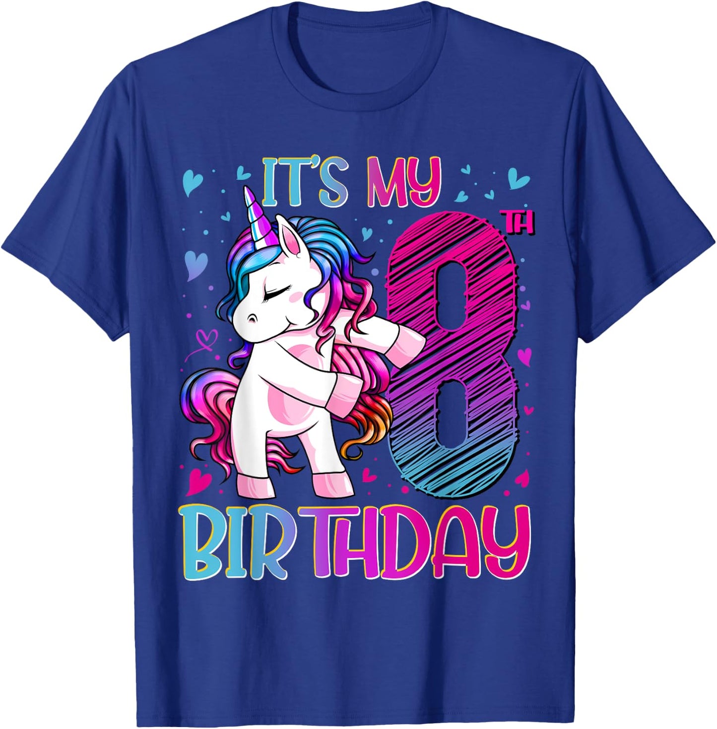 8 Year Old Gifts Unicorn Flossing 8th Birthday Girl Party T-Shirt - T-Shirt | Royal