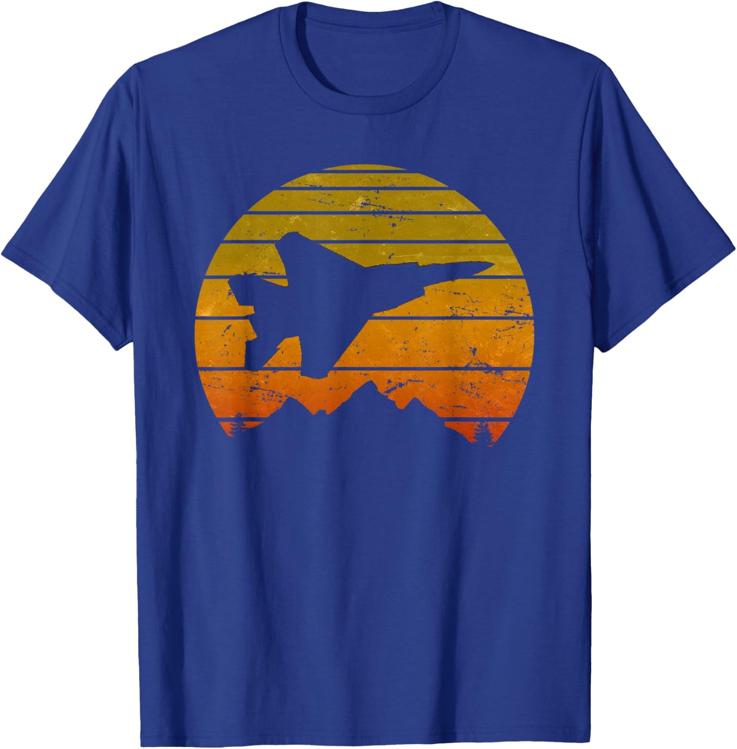 F-15 Eagle Jet Fighter Sunrise Vintage Retro Pilot Design T-Shirt - T-Shirt | Royal