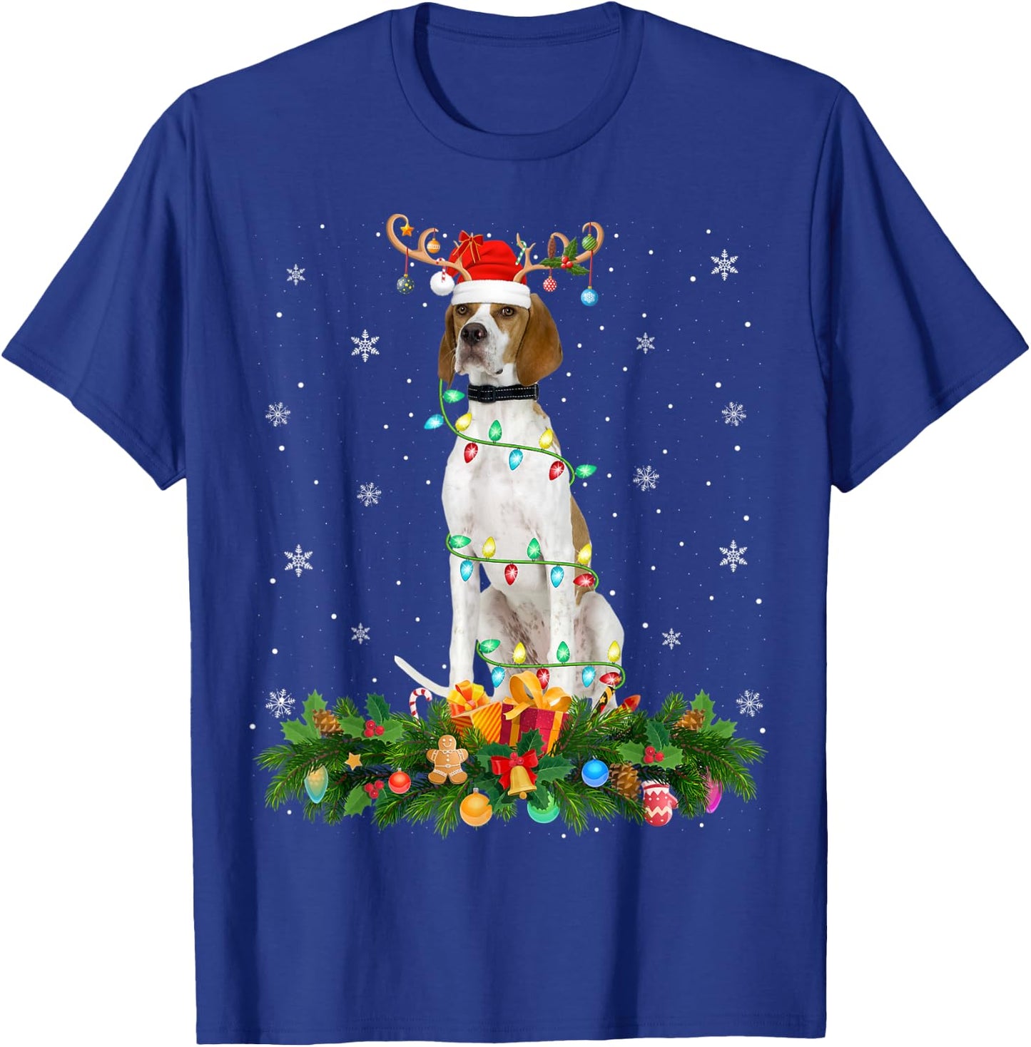 English Pointer Lover Reindeer Hat English Pointer Christmas T-Shirt - T-Shirt | Royal