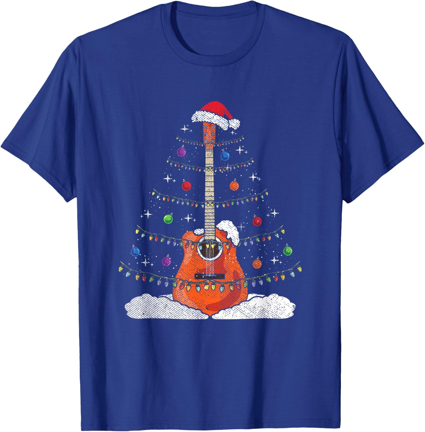 Christmas Guitar - Xmas Lights Guitarist T-Shirt - T-Shirt | Royal