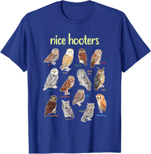 Nice Hooters Owl Bird Pun Funny Adult Joke Birdwatcher T-Shirt - T-Shirt | Royal