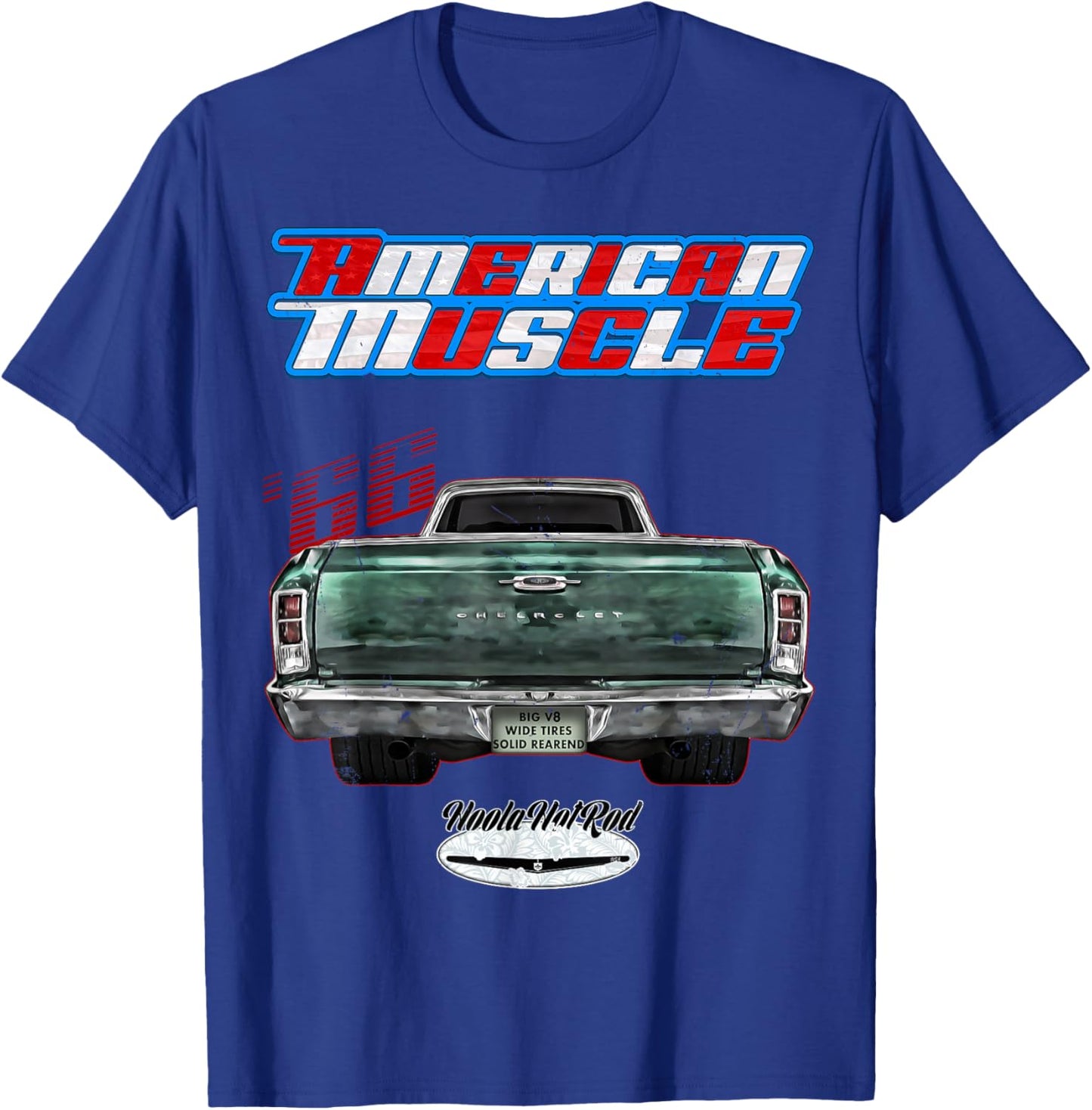 CLICK FOR MORE HOTRODS CUSTOM MUSCLE CARS TRUCKS 1966 El Camino, Pickup, Truck, Rockabilly, Rusty Car, Distressed T-Shirt - T-Shirt | Royal