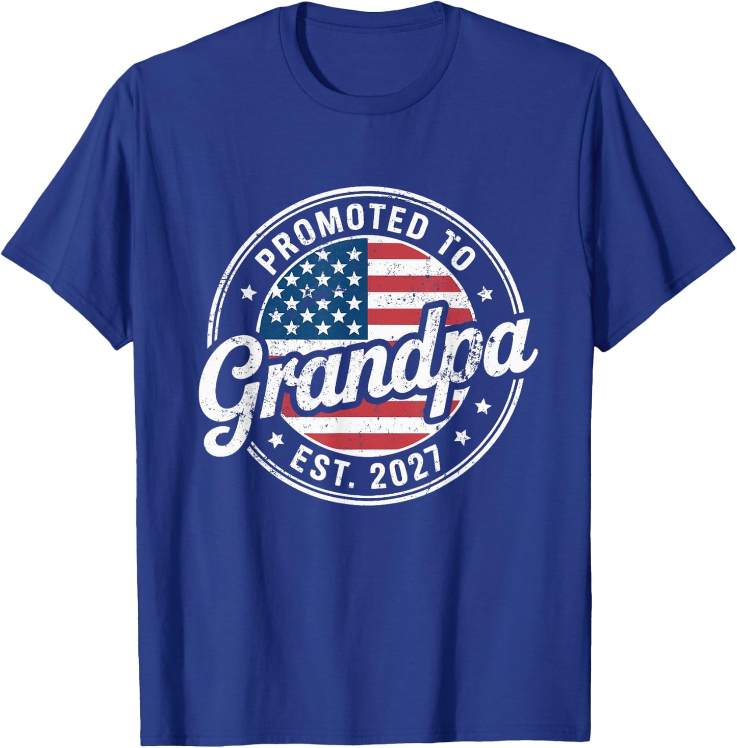 Promoted to Grandpa Est. 2027 New Grandpa USA T-Shirt - T-Shirt | Royal
