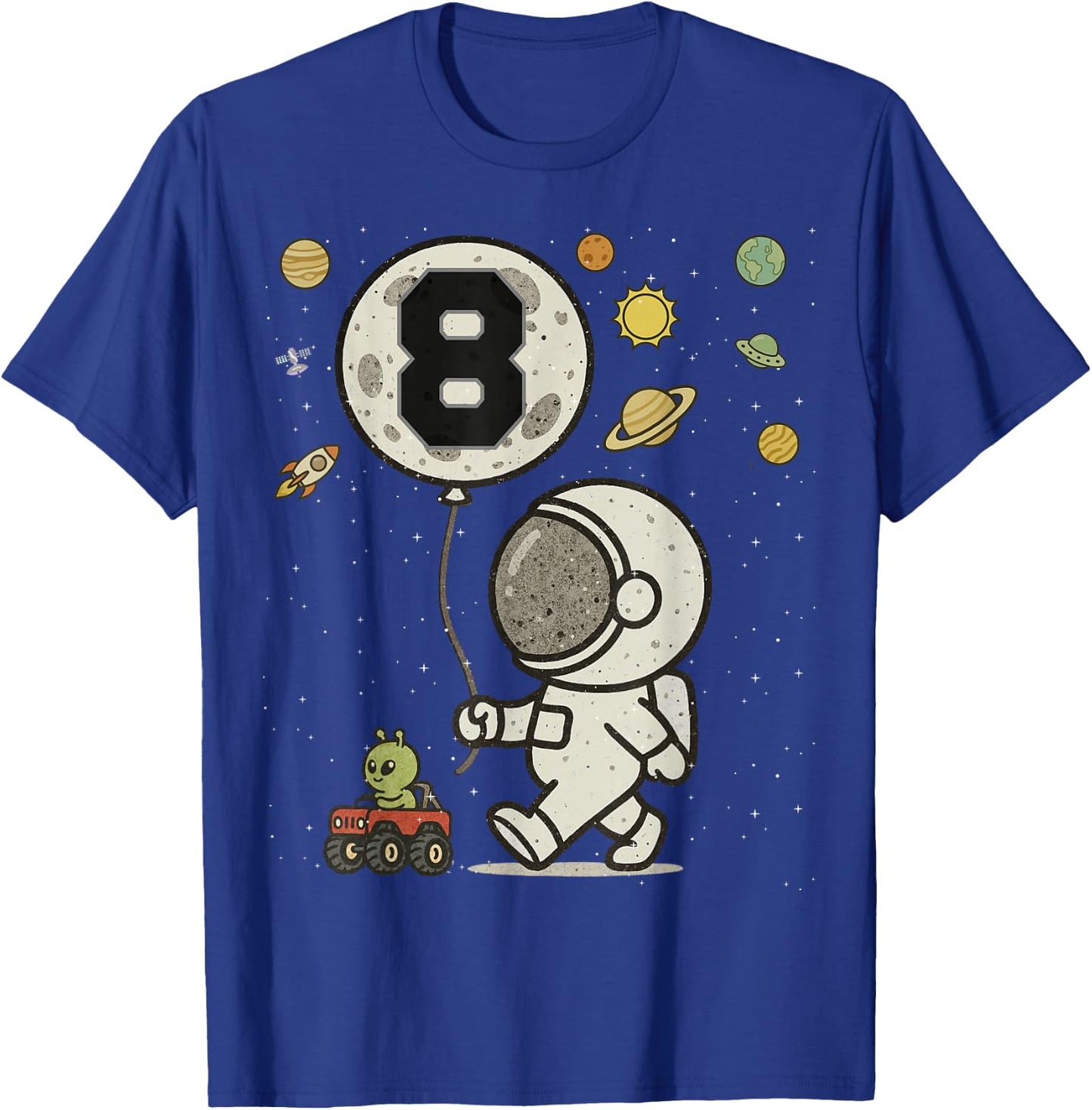 Astronaut 8 Year Old Space Birthday T-Shirt - T-Shirt | Royal