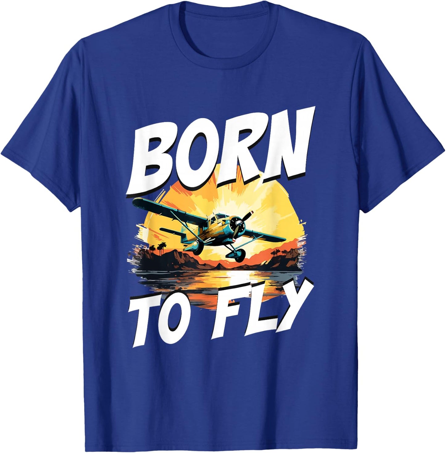 Airplane Aircraft Pilot - Born To Fly T-Shirt - T-Shirt | Royal