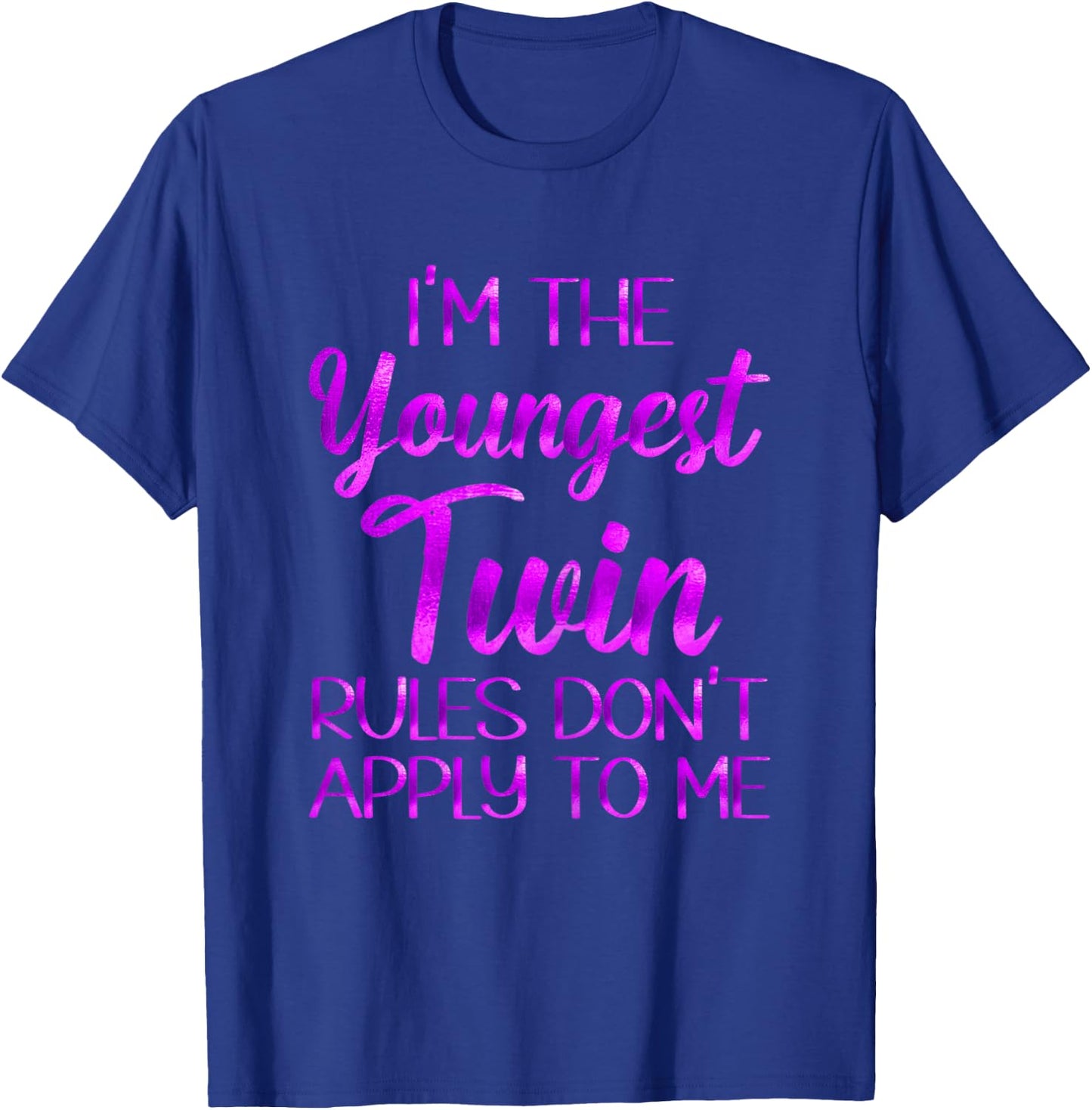 Youngest Twin Shirt Birthday Sibling Funny Twins Matching T-Shirt - T-Shirt | Royal