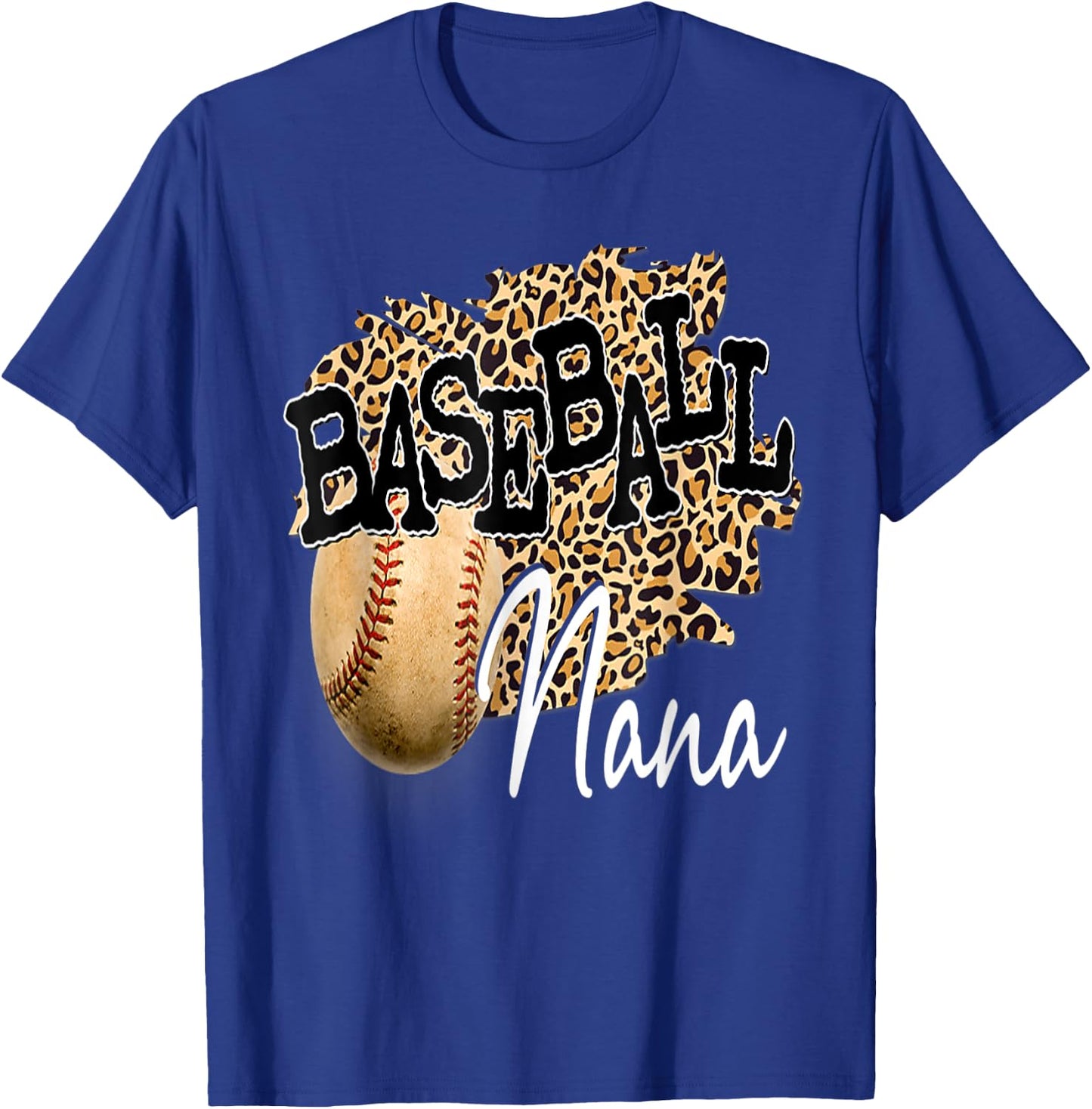 Baseball Nana Leopard Mother's Day women boys girls T-Shirt - T-Shirt | Royal