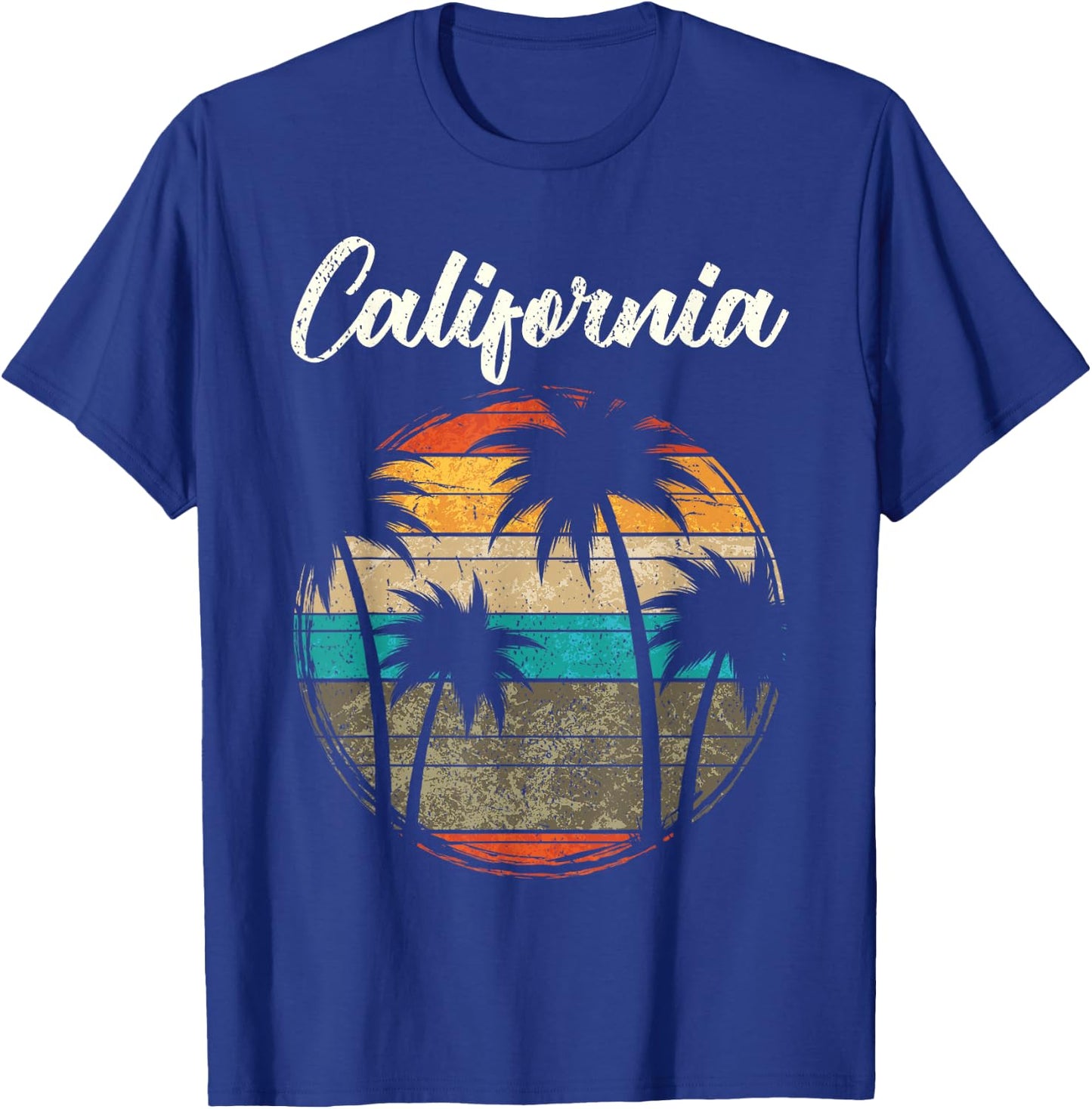 Retro Palm Trees California Small T-Shirt - T-Shirt | Royal