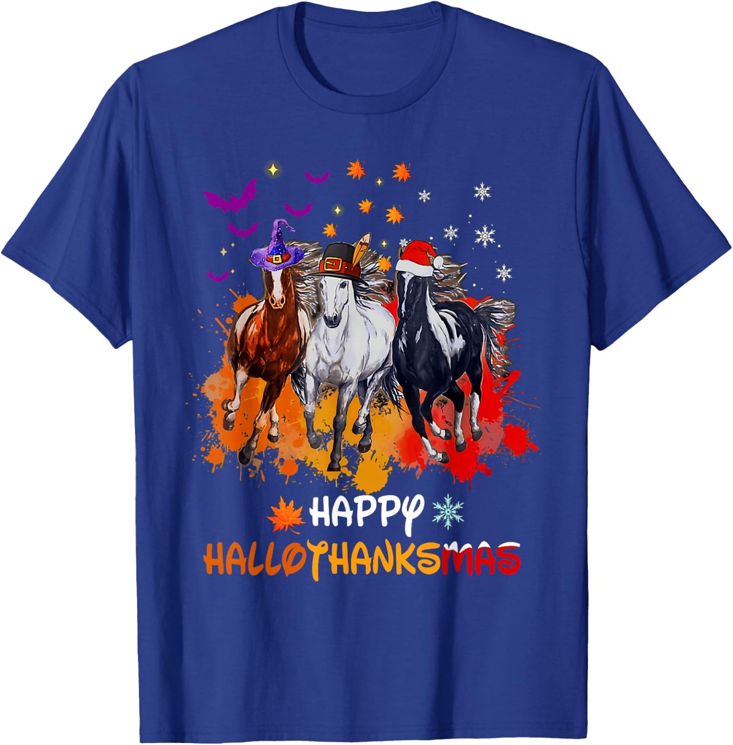 Happy hallothanksmas horse T-Shirt - T-Shirt | Royal