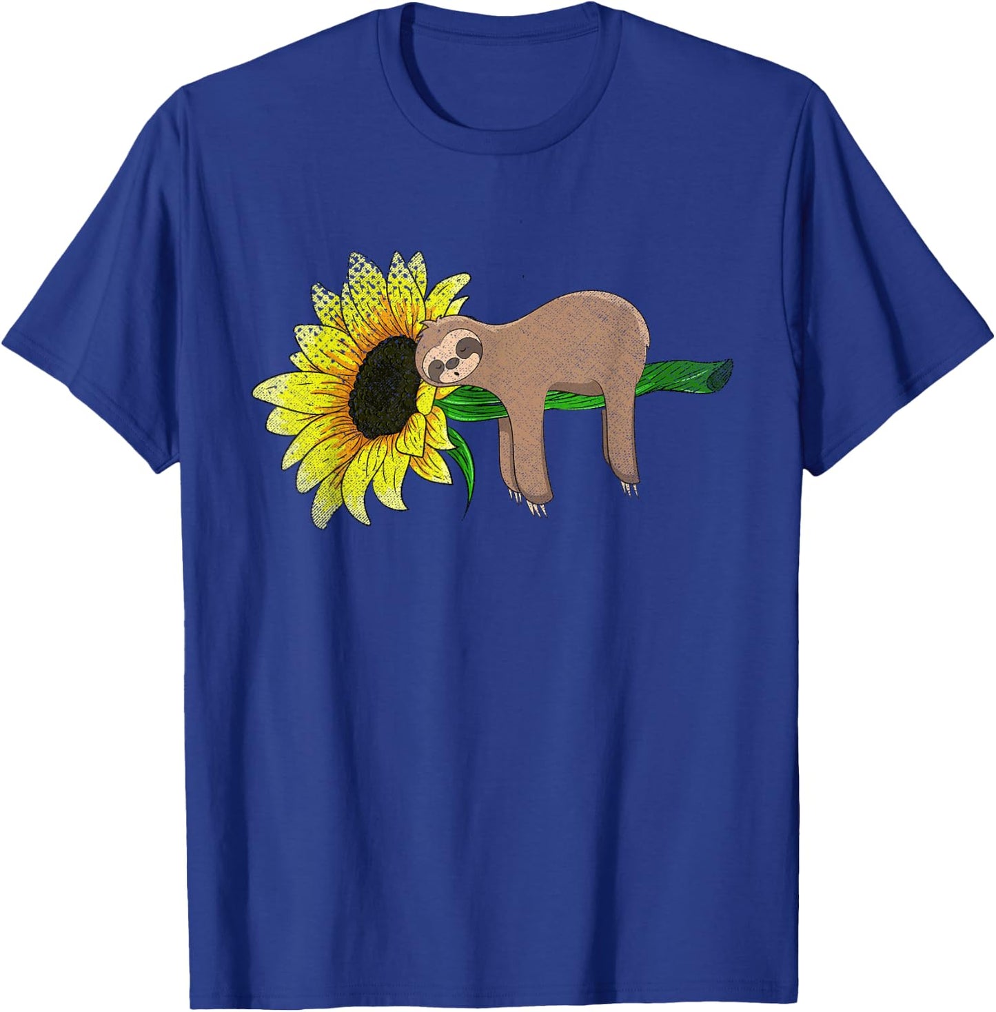 Yellow Flower Sunflower Sleepy Animal Lover Wildlife Sloth T-Shirt - T-Shirt | Royal