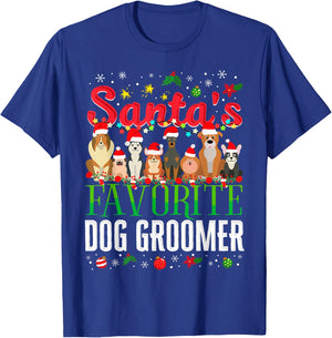 Santa's Favorite Dog Groomer Christmas Holiday Party Theme Women Kids T-Shirt - T-Shirt | Royal