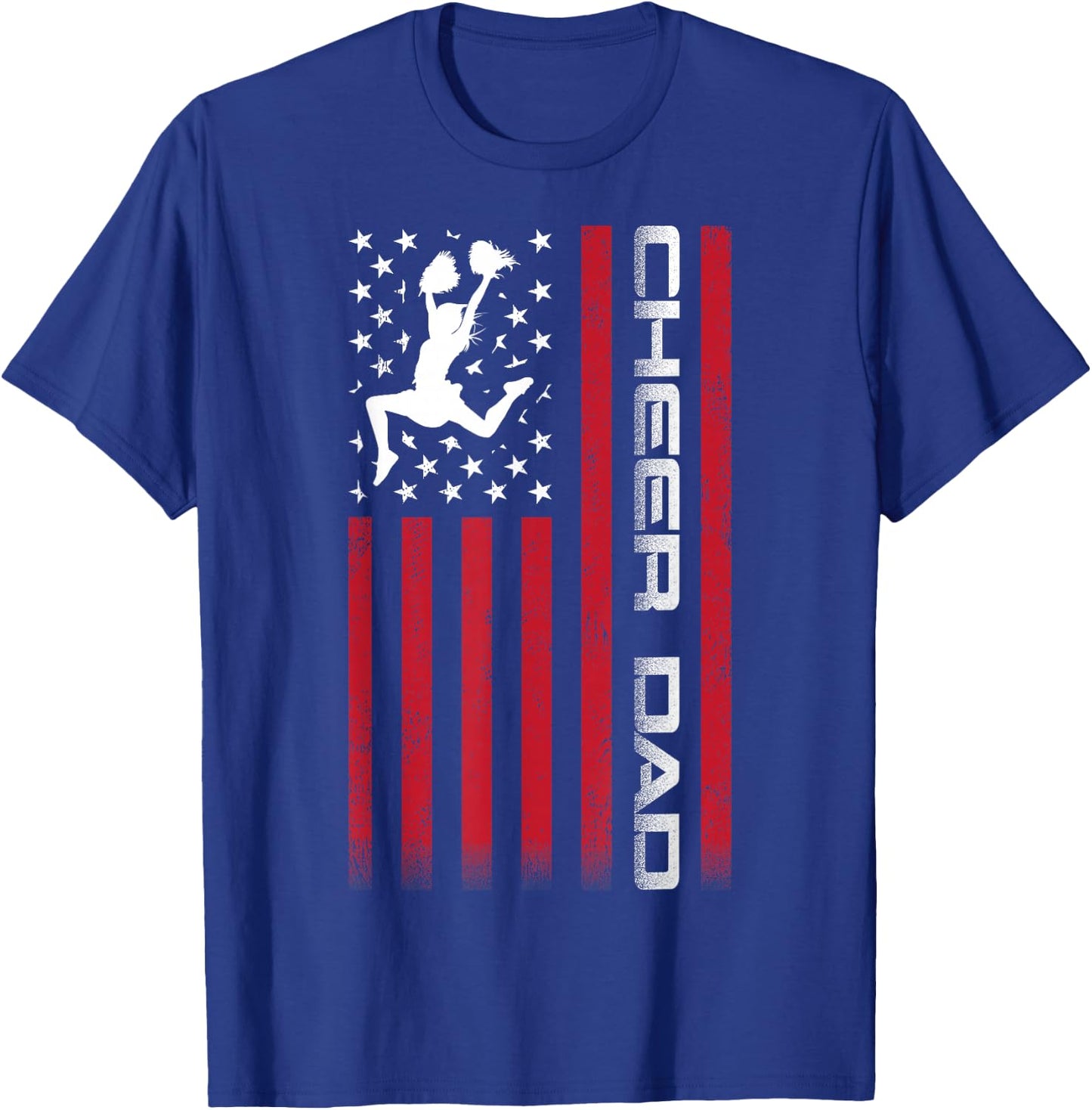 4th of July US Flag Cheer Dad Shirt for Father's Cheer T-Shirt - T-Shirt | Royal