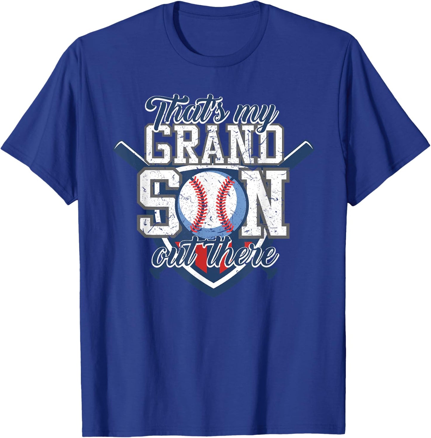 That's My Grandson Out There Baseball Grandparents Gift T-Shirt - T-Shirt | Royal