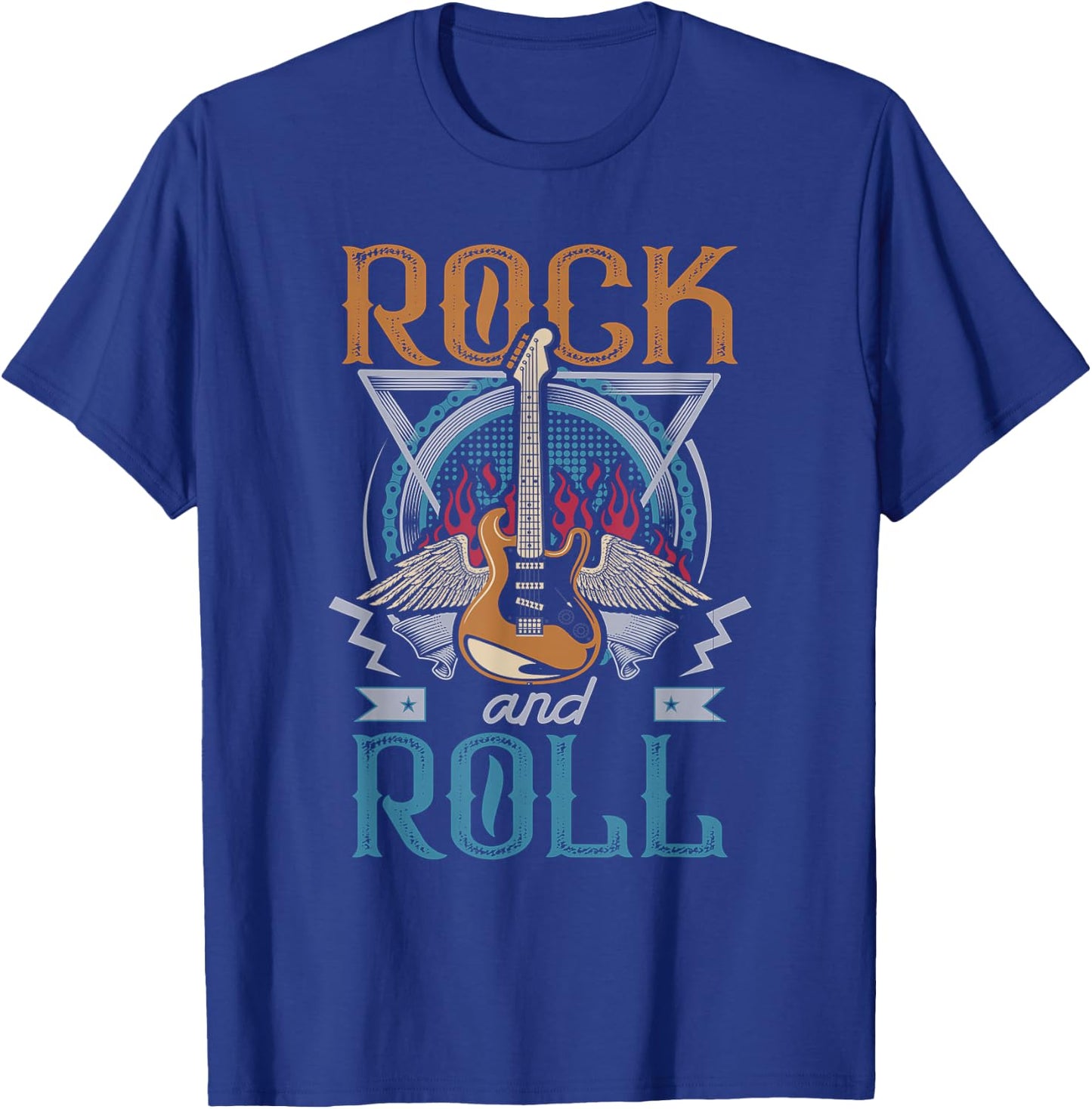 Vintage Retro 80s Rock & Roll Music Guitar Wings T-Shirt - T-Shirt | Royal