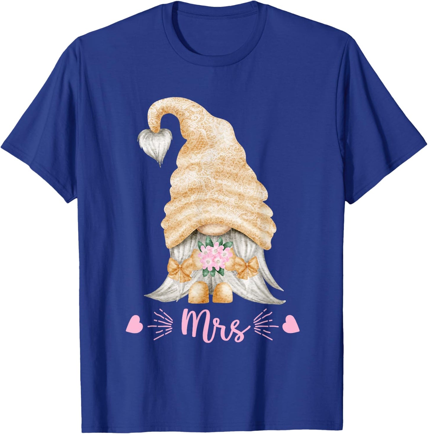 Funny Mrs And Mr Gnome Wedding - Cute Gnomie Bride T-Shirt - T-Shirt | Royal