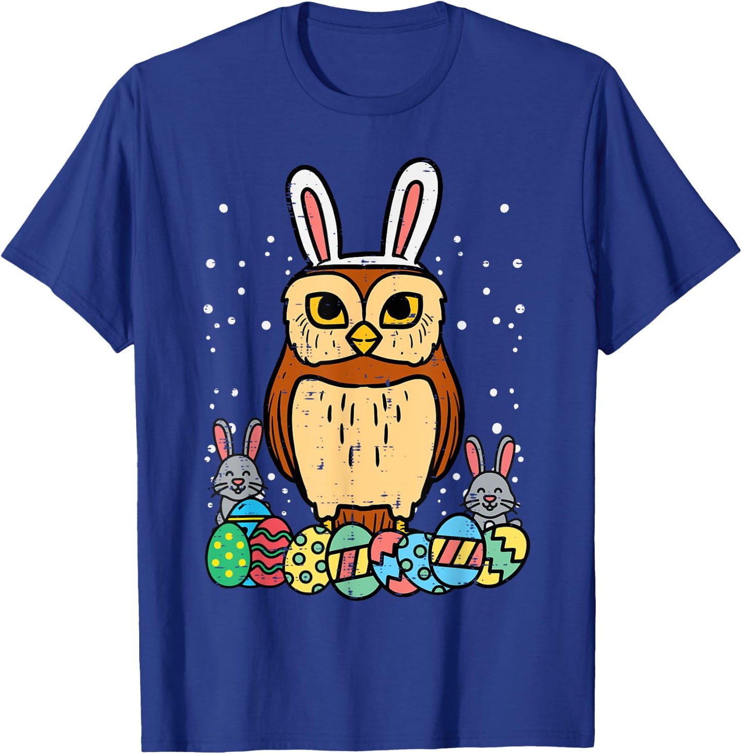 Easter Owl Eggs Bunnies Cute Animal Bird Men Women Kids T-Shirt - T-Shirt | Royal
