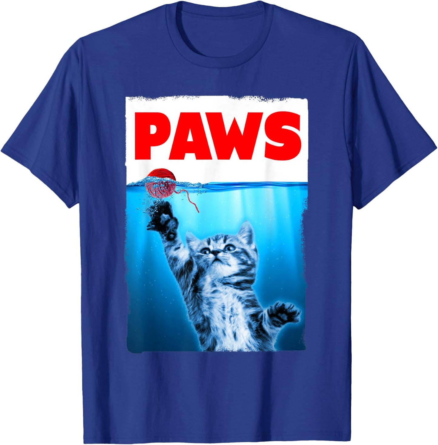 Paws Cat Parody Chasing String Ball T-Shirt - T-Shirt | Royal