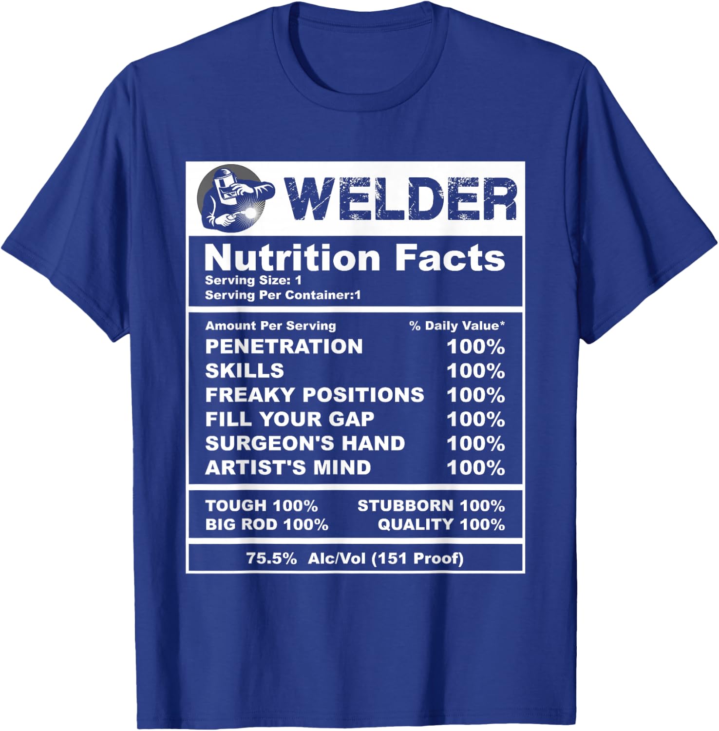 Welder Nutrition Facts Welder T-Shirt - T-Shirt | Royal