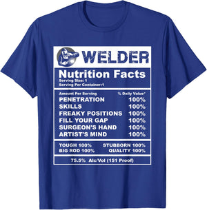 Welder Nutrition Facts Welder T-Shirt - T-Shirt | Royal