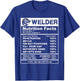 Welder Nutrition Facts Welder T-Shirt - T-Shirt | Royal