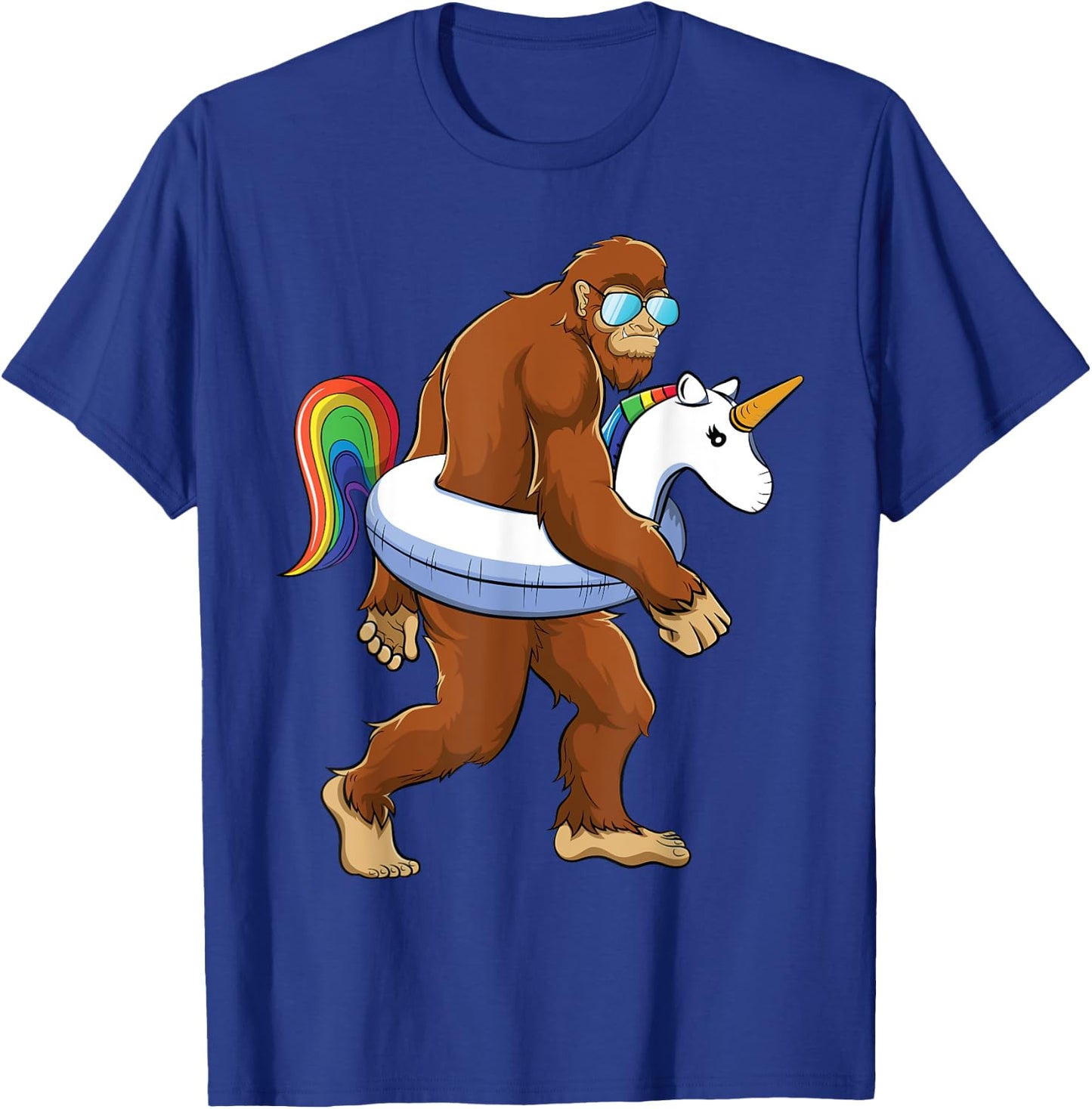 Unicorn Bigfoot Sasquatch Pool Party Boys Girls Funny Summer T-Shirt - T-Shirt | Royal