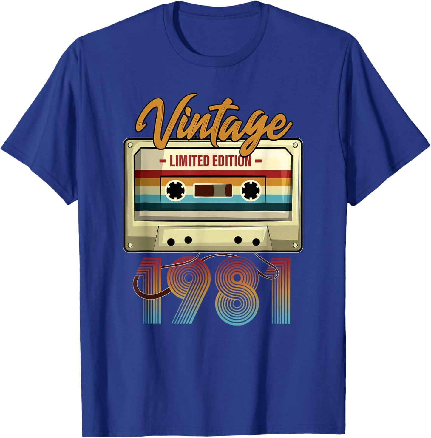 Vintage 1981 44th birthday cassette tape women B-day T-Shirt - T-Shirt | Royal