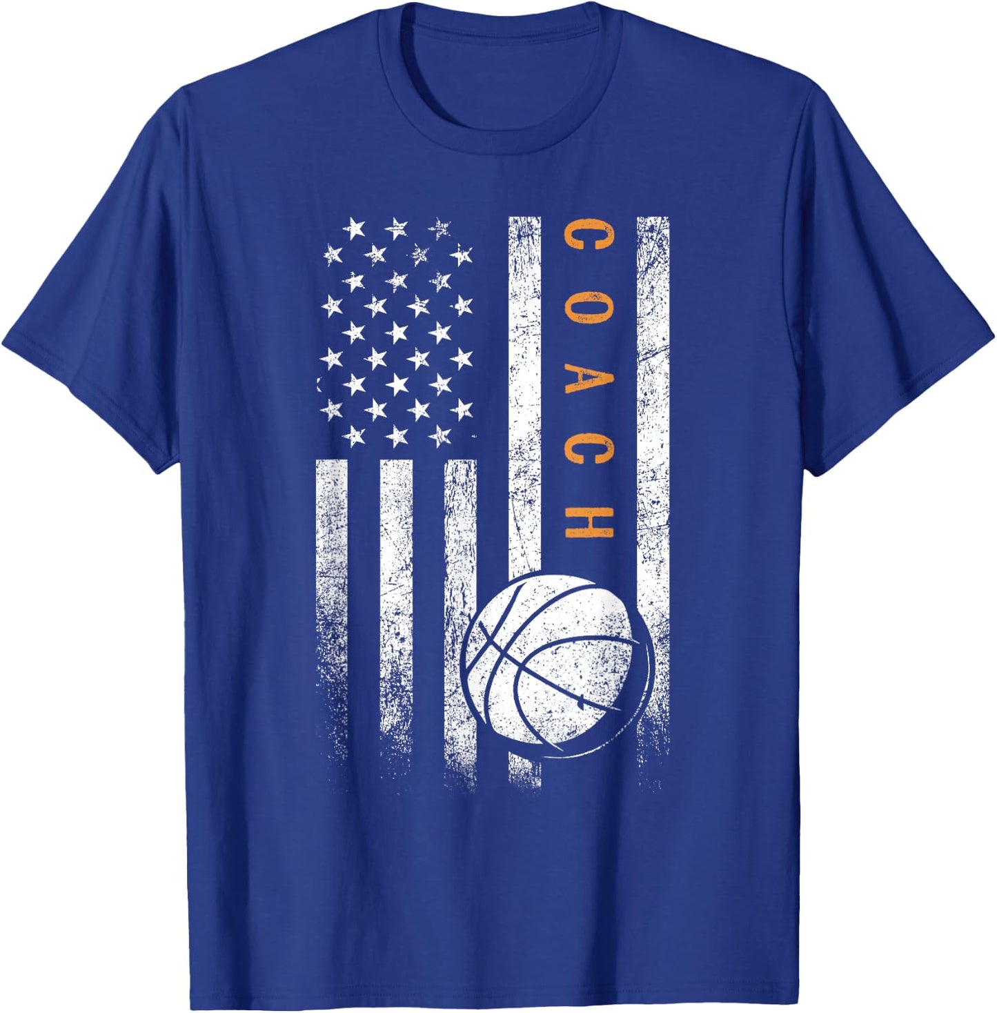 Basketball Coach American Flag Basketball Trainer Coaching T-Shirt - T-Shirt | Royal