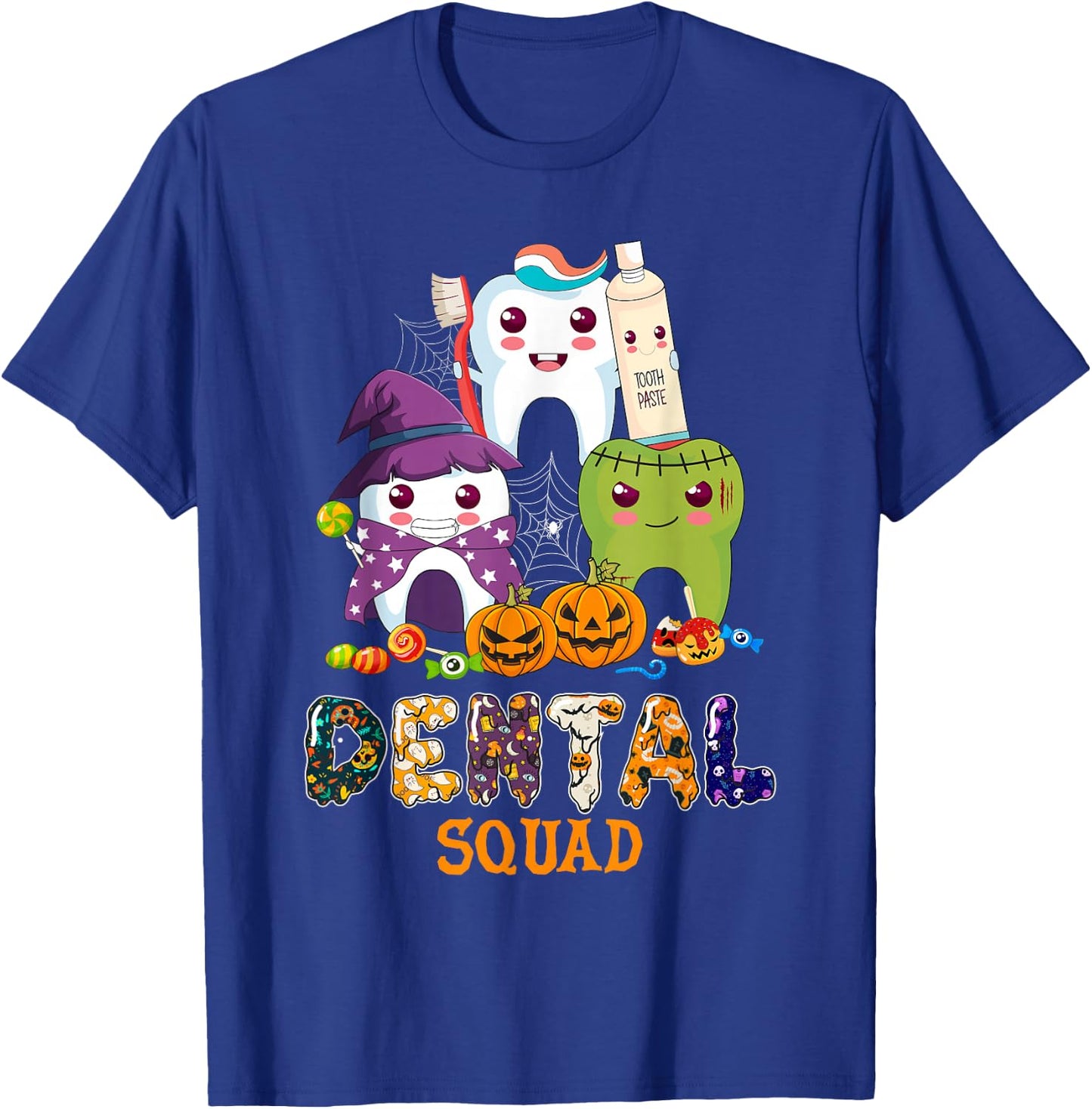 Cute Dental Squad Trick Or Teeth Denstist Halloween Ghost T-Shirt - T-Shirt | Royal